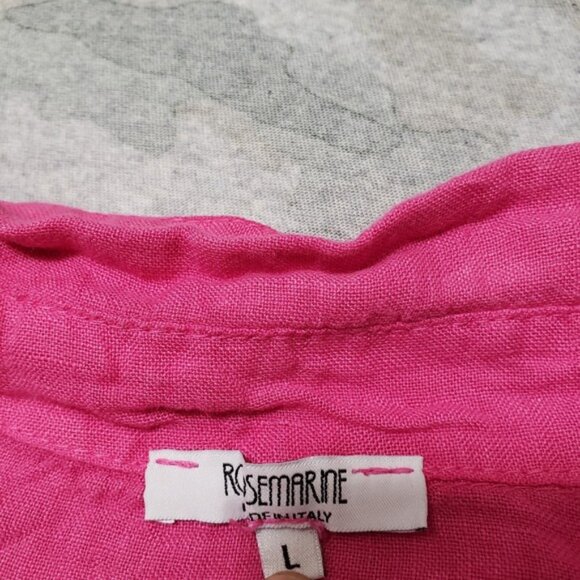 Rosemarine Top Womens Large Pink Linen Long Sleeve Button-Up - Picture 3 of 10